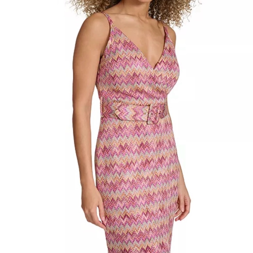 NWT Siena Studio Pink and Orange Zigzag Midi Dress - Picture 12 of 14